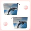Jumping Up Dolphins Makeup Bag For Women, Waterproof Linen Travel Cosmetic Organizer Lightweight Zipper Travel Toiletry Bag Organizer Makeup Brushes Storage Bag