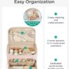 BAGSMART Travel Makeup Bag with Jewelry Organizer, Portable Make Up Bag, Puffy Wide-Opening Cosmetic Storage Pouch for Women’s Toiletries and Travel Essentials (Baby Pink)