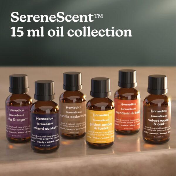 Homedics SereneScent Vanilla Cedarwood Home Fragrance Oil, 15 ml, for use with Homedics SereneScent Mini Waterless Diffuser (ARMH-680), Clean & Natural Everyday Collection