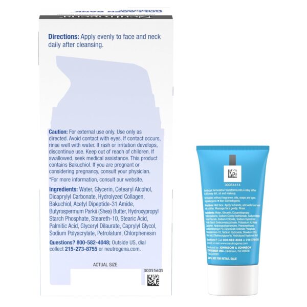 Neutrogena Collagen Bank Face Moisturizer, Daily Skin Care Anti-Aging Face & Neck Collagen Cream with Bakuchiol for Visibly Plump Skin, 2 fl. Oz & Trial Size Hydro Boost Facial Cleanser 0.5oz
