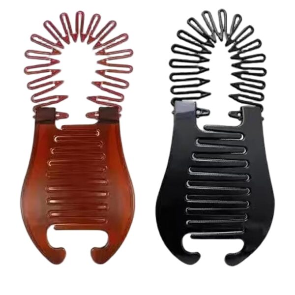2Pcs Banana Clip, Fashionable Plastic Interlocking Soft Bendable Banana Hair Clips for Women Clincher Ponytail Styling Tools