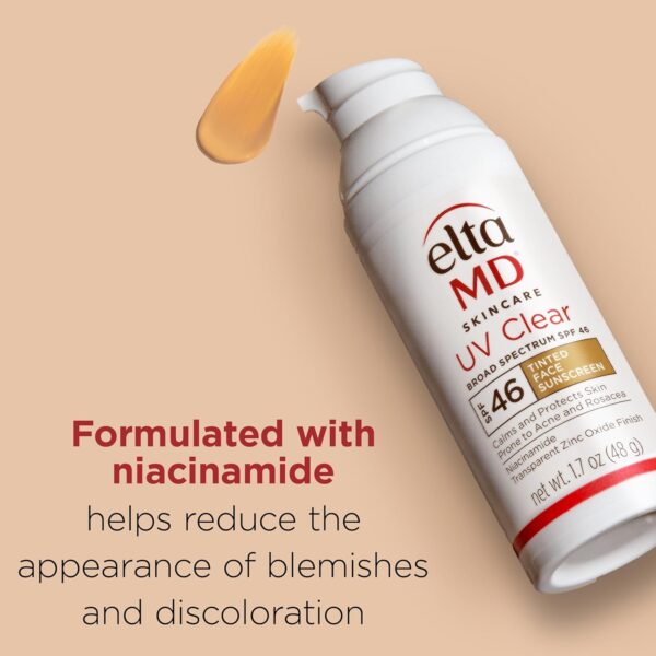 EltaMD UV Clear Tinted Face Sunscreen, SPF 46 Oil- Free Tinted Sunscreen with Zinc Oxide, Dermatologist Recommended Sunscreen, 1.7 oz Pump