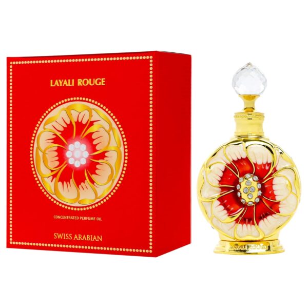 Swiss Arabian Layali Rouge - Luxury Products From Dubai - Long Lasting Personal Perfume Oil Fragrance - A Seductive Signature Aroma - 0.5 Oz