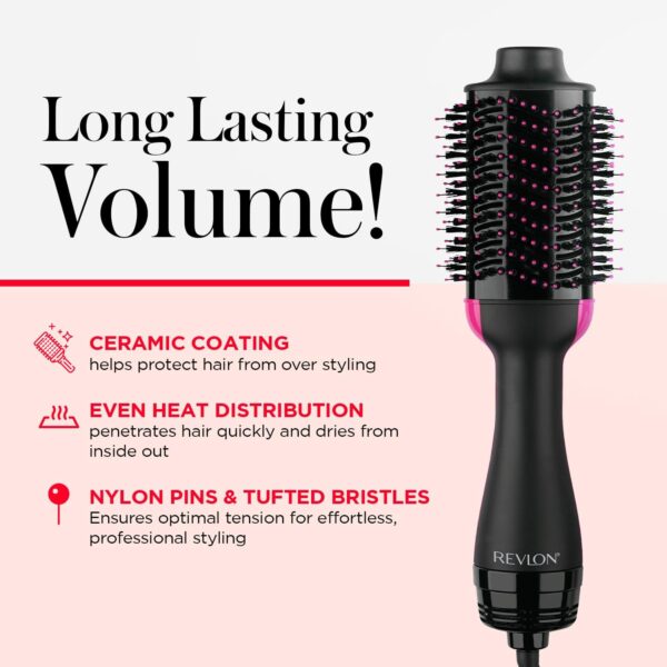 REVLON One-Step Volumizer Hair Dryer and Styler, for Less Frizz, More Shine, and Reduced Heat Damage for Salon Style Round Brush for Blowout, Black (Amazon Exclusive)