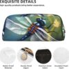 Dragonfly painting Makeup Bag for Women Men Pencil Pouch Travel Small Cosmetic Bag Zippered Toiletry Bags Aesthetic Pen Bags Trendy Storage Bags Leather Coin Pouch Purse