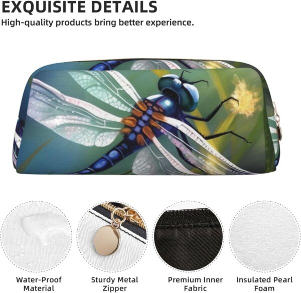 Dragonfly painting Makeup Bag for Women Men Pencil Pouch Travel Small Cosmetic Bag Zippered Toiletry Bags Aesthetic Pen Bags Trendy Storage Bags Leather Coin Pouch Purse