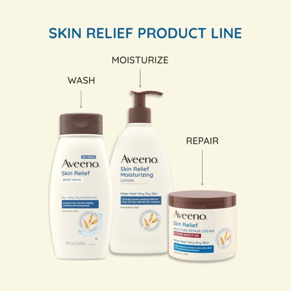 Aveeno Skin Relief Body Wash, Fragrance-Free with Triple Oat Formula, Gentle Daily Cleanser for Sensitive Skin Leaves Itchy, Dry Skin Feeling Soothed & Moisturized, Soap-Free, 33 fl. oz