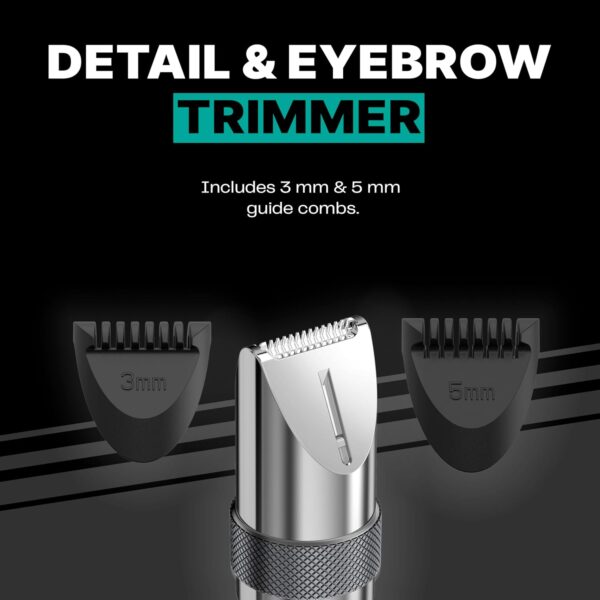 Conair Men Ear, Nose, and Eyebrow Trimmer, Patent 360 Bevel Blade for No Pull, No Snag Trimming Experience, 5-piece Kit with Travel Case