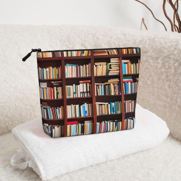 Books Makeup Bag For Women, Waterproof Linen Travel Cosmetic Organizer Lightweight Zipper Travel Toiletry Bag Organizer Makeup Brushes Storage Bag