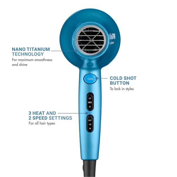 BaBylissPRO Nano Titanium 2000-Watt Blow Dryer with Concentrator Nozzle, Professional Grade Ionic Corded Styling Tool for Hair