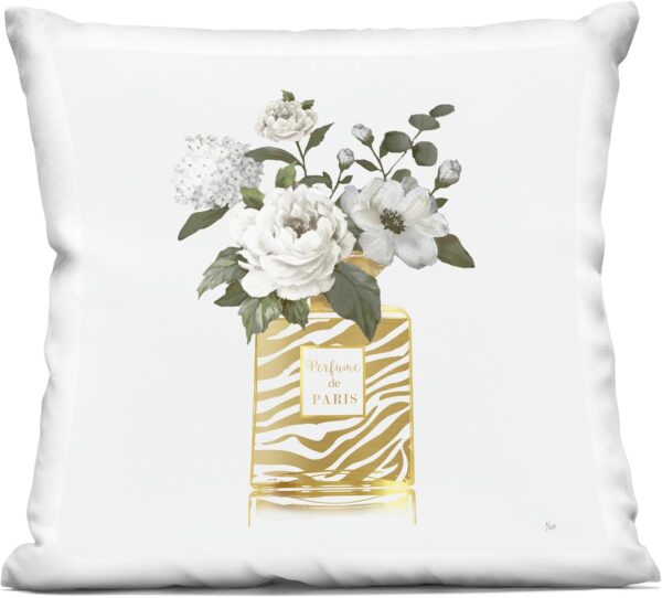 Stupell Industries Chic Striped Perfume Bouquet Indoor Printed Throw Pillow, 18 x 7 x 18, Gold