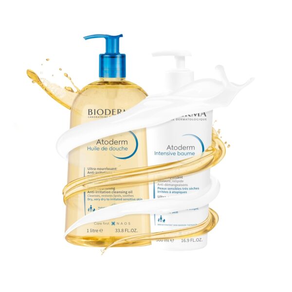 Bioderma Atoderm Shower Oil, Cleansing Oil For Face & Body, Nourishing Cleansing Oil For Dry to Atopic Sensitive Skin For Softer & Smooth Skin For Your Whole Family