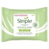 Simple Sensitive Skin Experts Kind To Skin Cleansing Facial Wipes, Waterproof Mascara Remover, Even Softer, 25 Count, (4 Pack)