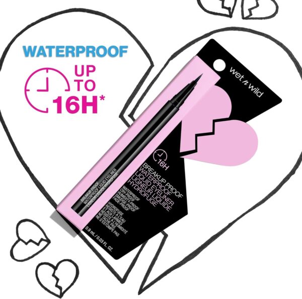 wet n wild Mega Last Breakup Proof Liquid Eyeliner - Ultra-Fine Brush, Waterproof, 16-Hour Long-Lasting Wear- Cruelty-Free & Vegan - Black