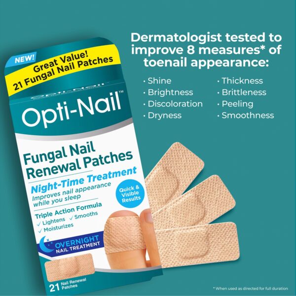 Opti-Nail Fungal Nail Renewal Patches - 21 Patches, Night-Time Treatment Improves Nail Appearance While You Sleep