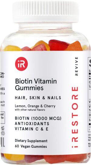 iRestore Hair Gummy Vitamins, Vegan Biotin Gummies for Hair Skin and Nails Gummies, Hair Gummies, Biotin Gummies for Hair Growth Biotin Vitamins Hair Vitamins Gummies for Women & Men, Biotin 10000mcg