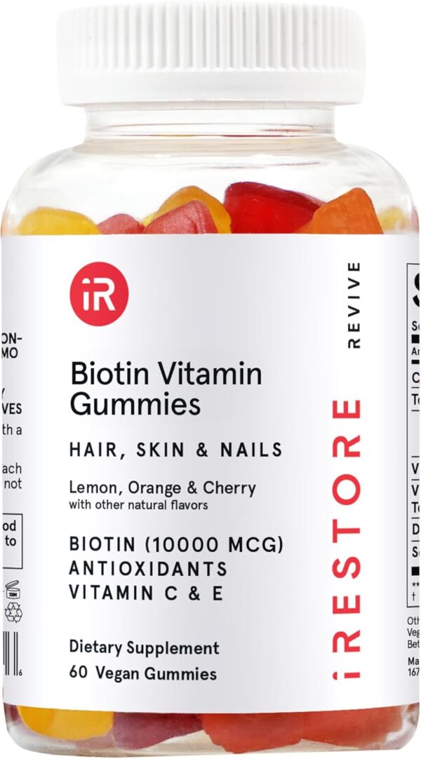 iRestore Hair Gummy Vitamins, Vegan Biotin Gummies for Hair Skin and Nails Gummies, Hair Gummies, Biotin Gummies for Hair Growth Biotin Vitamins Hair Vitamins Gummies for Women & Men, Biotin 10000mcg