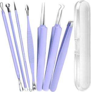 Teenitor Pimple Popper Tool Kit and Blackhead Remover Tools, Ingrown Hair Tweezers, Professional Blackhead Extractor Pimple Extractor Comedone Extractor, Black Head Remover for Face