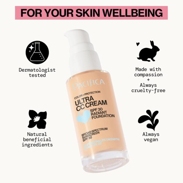 Pacifica Ultra CC Cream Radiant Foundation SPF 17 -Neutral Fair – Medium Coverage Color Correcting Cream, Dewy Finish, Mineral SPF, 1 oz