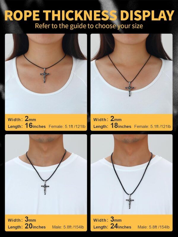 U7 2mm 3mm Black/Brown Leather Cord Necklace with Customizable Stainless Steel/Black Clasp, Men Women Woven Wax Rope Chain for Pendant,Length 16" 18" 20" 22" 24" 26" 28" 30"