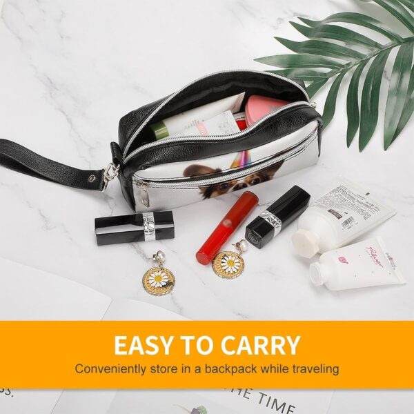 Leather Pencil Cases Funny Dog Pen Pouch Travel Cosmetic Bag for Purse Portable Makeup Brush Bag Holder Coin Purse for Women Makeup Case Purse Organizer