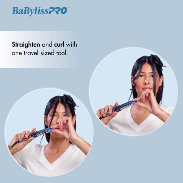 BaBylissPRO Nano Titanium Prima2000 Ionic Styling Iron, 3/4" stainless steel travel/mini iron, all hair types