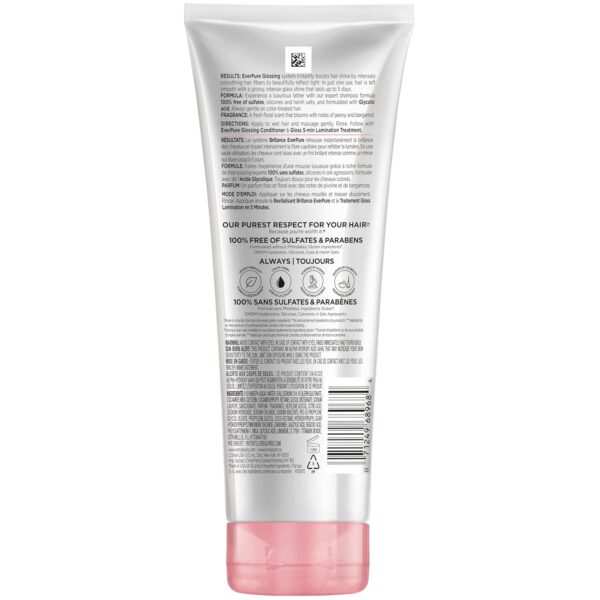L'Oreal Paris Glossing Sulfate Free Conditioner with Glycolic Acid, Hair Care for Lasting Shine and Smoothness for Dull, Dry Hair, EverPure, 6.8 Fl Oz