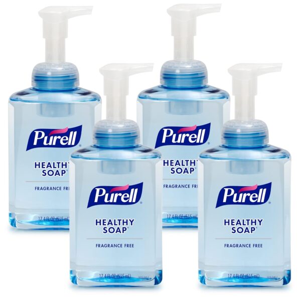 PURELL Brand HEALTHY SOAP Gentle & Free Foam, Fragrance-Free, 17.4 fl oz Hand Soap Table Top Pump Bottle (Pack of 4) - 5016-04