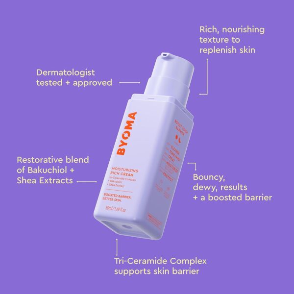71a0h64dPKL._SL1500_.jpg BYOMA Moisturizing Rich Cream - Barrier Repair Cream Face Lotion with Bakuchiol & Shea Extract - Ceramide Face Moisturizer for Dry Skin - Anti Wrinkle, Alcohol Free Face Moisturizer - 1.69 fl.oz