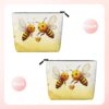 Bee Love Honey Makeup Bag For Women, Waterproof Linen Travel Cosmetic Organizer Lightweight Zipper Travel Toiletry Bag Organizer Makeup Brushes Storage Bag