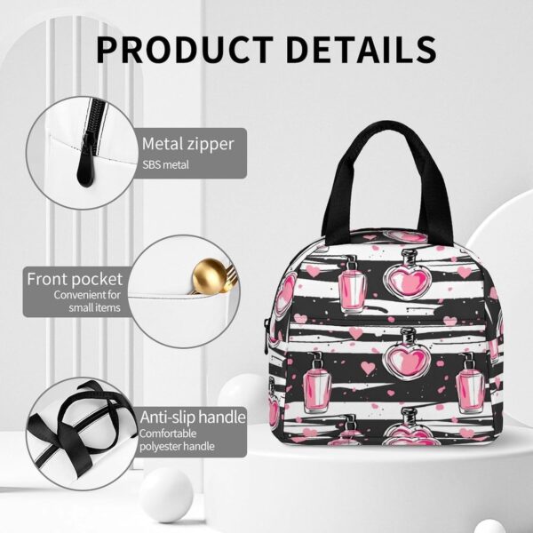 Make Up Theme Pattern with Perfume Lunch Bag Insulated Lunch Box Cooler Lunch Tote Bag for Work Travel Picnic