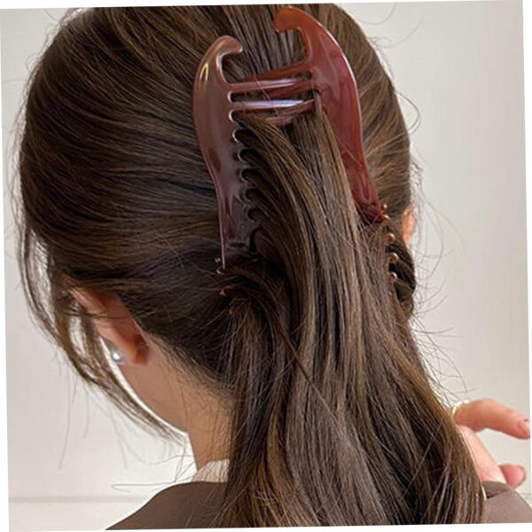 2Pcs Banana Clip, Fashionable Plastic Interlocking Soft Bendable Banana Hair Clips for Women Clincher Ponytail Styling Tools