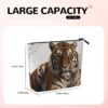 Big Tiger Makeup Bag For Women, Waterproof Linen Travel Cosmetic Organizer Lightweight Zipper Travel Toiletry Bag Organizer Makeup Brushes Storage Bag