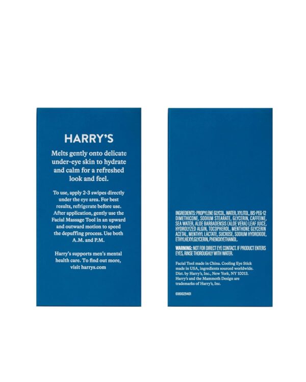 Harry's Cooling Eye Kit Bundle for Men - Gua Sha Depuffing Facial Massage Tool and Two Cooling Eye Sticks
