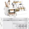 Subsky Makeup Organizer with Drawers, Easy Storage for Beauty Products Brushes, Multifunction Plastic Desk Organizer, Cosmetics Organizer for Countertop Dresser Vanity and Bathroom (White)