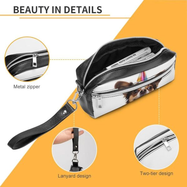 Leather Pencil Cases Funny Dog Pen Pouch Travel Cosmetic Bag for Purse Portable Makeup Brush Bag Holder Coin Purse for Women Makeup Case Purse Organizer