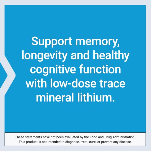 Life Extension Lithium 1000 mcg - for Brain Health, Anti-Aging & Longevity - Memory & Cognition, Mood Support Supplement -Once Daily - Gluten-Free, Non-GMO - 100 Count
