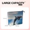 Jumping Up Dolphins Makeup Bag For Women, Waterproof Linen Travel Cosmetic Organizer Lightweight Zipper Travel Toiletry Bag Organizer Makeup Brushes Storage Bag