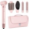 5 in 1 High-Speed Hot Air Styler - Professional Frizz-Free Hair Dryer Brush, Fast Drying Hair Dryer, No Heat Damage Air Styler Wrap - Curl, Volumize, Straighten with Travel Bag