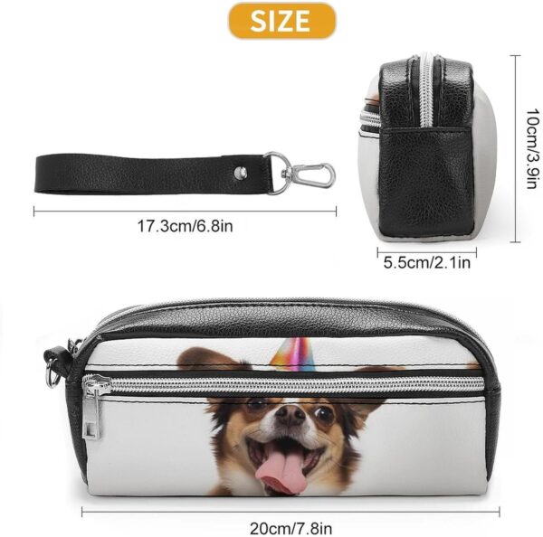 Leather Pencil Cases Funny Dog Pen Pouch Travel Cosmetic Bag for Purse Portable Makeup Brush Bag Holder Coin Purse for Women Makeup Case Purse Organizer