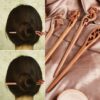 Handmade Peach Wood Carving Hairpin Hair Accessories Retro Styling Hair Tool Girl Gift(C)