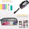 Leather Pencil Cases Hawaiian Flower Print Pen Pouch Travel Cosmetic Bag for Purse Portable Makeup Brush Bag Holder Coin Purse for Women Makeup Case Purse Organizer