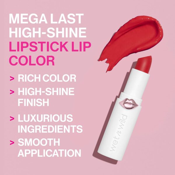 wet n wild Mega Last High-Shine Lipstick Lip Color, Infused with Seed Oils For a Nourishing High-Shine, Buildable & Blendable Creamy Color, Cruelty-Free & Vegan - Clothes Off