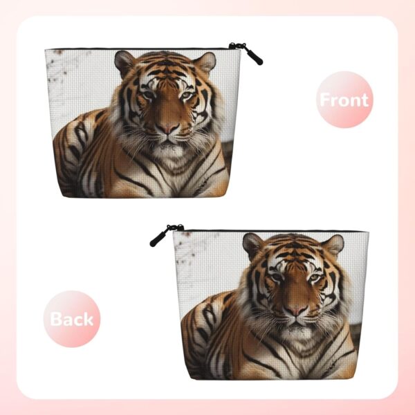 Big Tiger Makeup Bag For Women, Waterproof Linen Travel Cosmetic Organizer Lightweight Zipper Travel Toiletry Bag Organizer Makeup Brushes Storage Bag