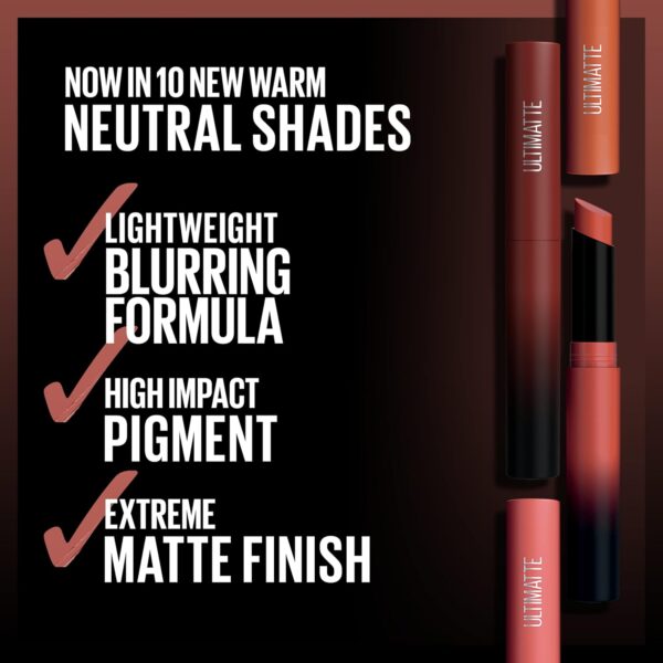 Maybelline Color Sensational Ultimatte Matte Lipstick, Non-Drying, Intense Color Pigment, More Cedar, Deep Rust Brown, 1 Count