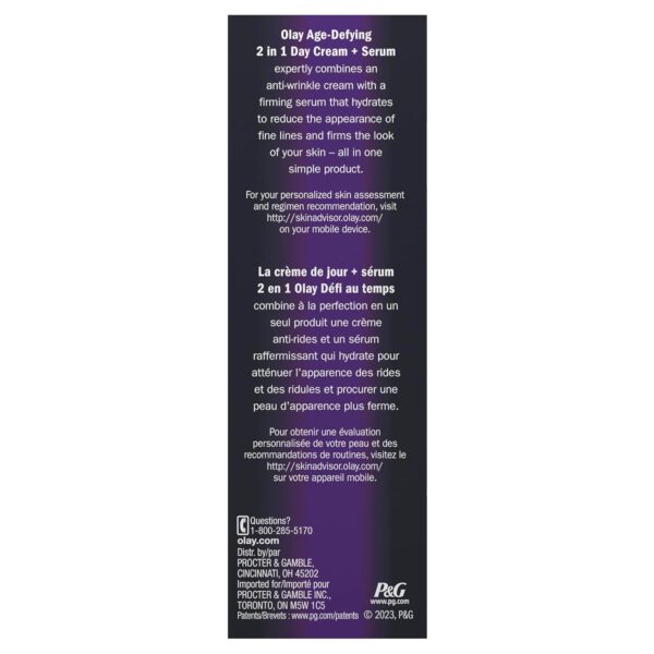 Olay Face Serum by Age Defying Anti-Wrinkle 2-in-1 Day Cream Plus Face Serum, Aloe Vera, 1.7 Fl Oz