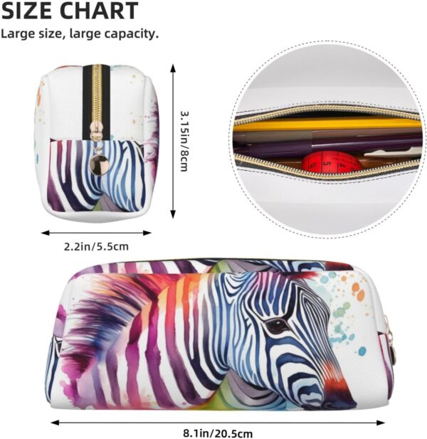 Cute Colorful Zebra Makeup Bag for Women Men Pencil Pouch Travel Small Cosmetic Bag Zippered Toiletry Bags Aesthetic Pen Bags Trendy Storage Bags Leather Coin Pouch Purse