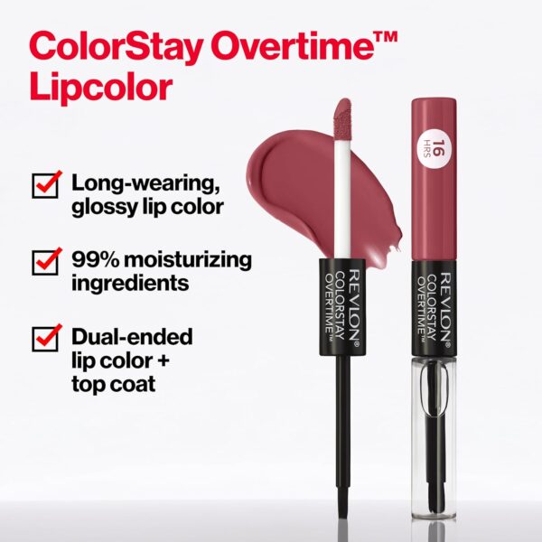 Revlon Liquid Lipstick with Clear Lip Gloss, ColorStay Overtime Lipcolor, Dual Ended with Vitamin E, 540 Unstoppable Nude, 0.07 Fl Oz