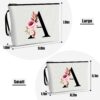 Vavabox 2 Pcs Initial Makeup Bag, A-Z Personalized Cosmetic Bag, Birthday Gifts for Women Mom Sister Friend, Bridesmaid Gift for Wedding (S, White)