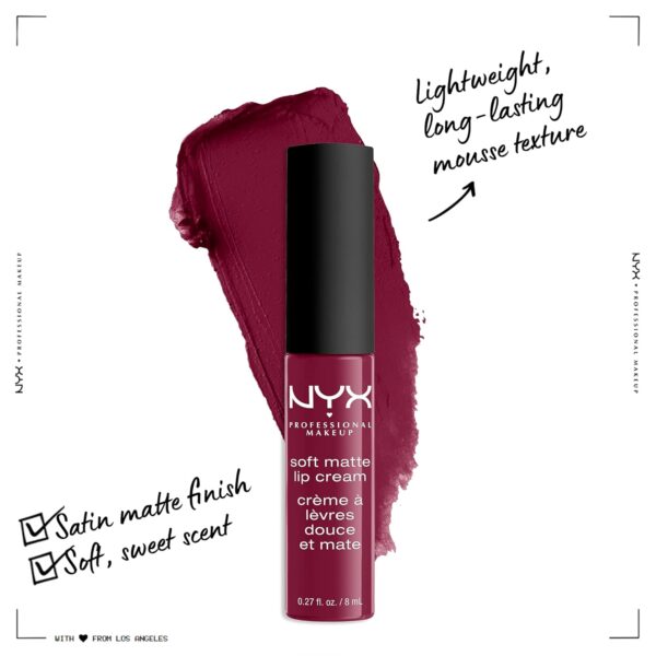 NYX PROFESSIONAL MAKEUP Soft Matte Lip Cream, Lightweight Liquid Lipstick - Copenhagen (Matte Rich Plum)